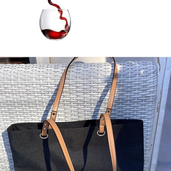 Porto Vino Canvas Tote Bag with Tan Handles - Picture 2 of 7